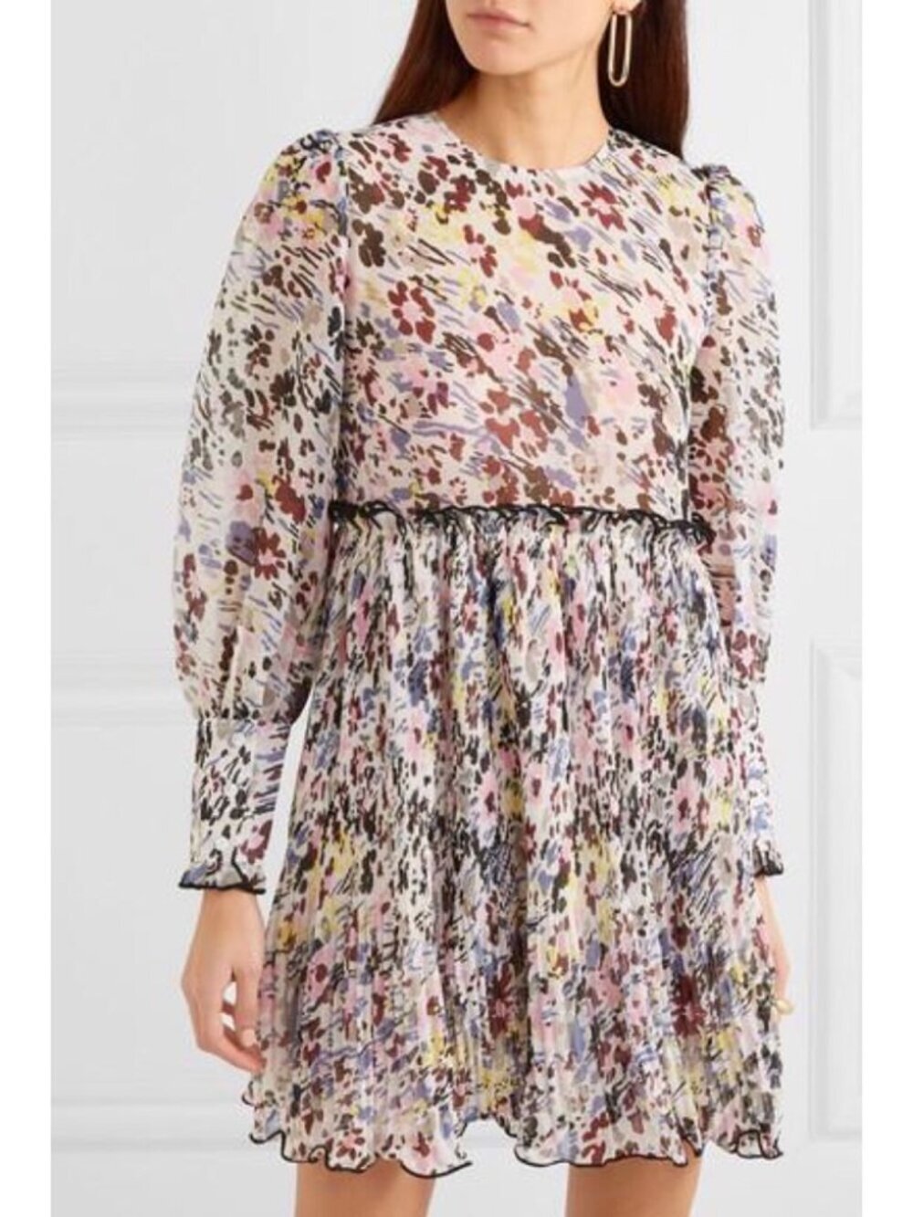 Ganni Floral Pleated Georgette dress